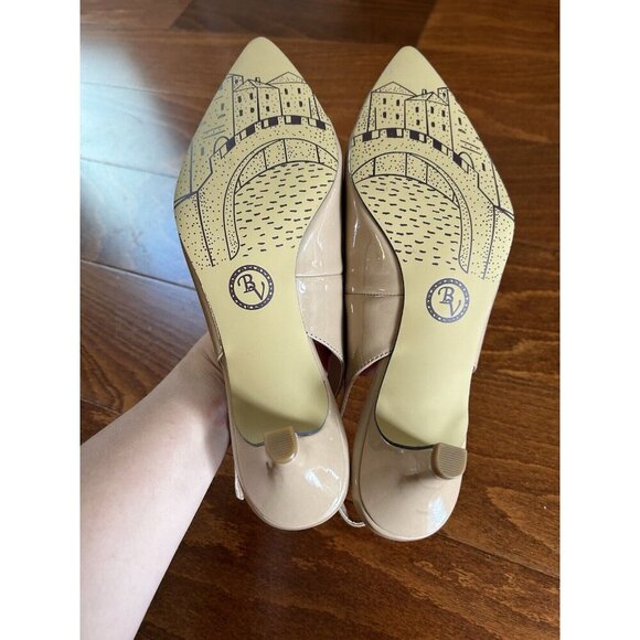 Bella Vita Tan Heels with Pointed Toe and Adjustable Slingback - Picture 5 of 6